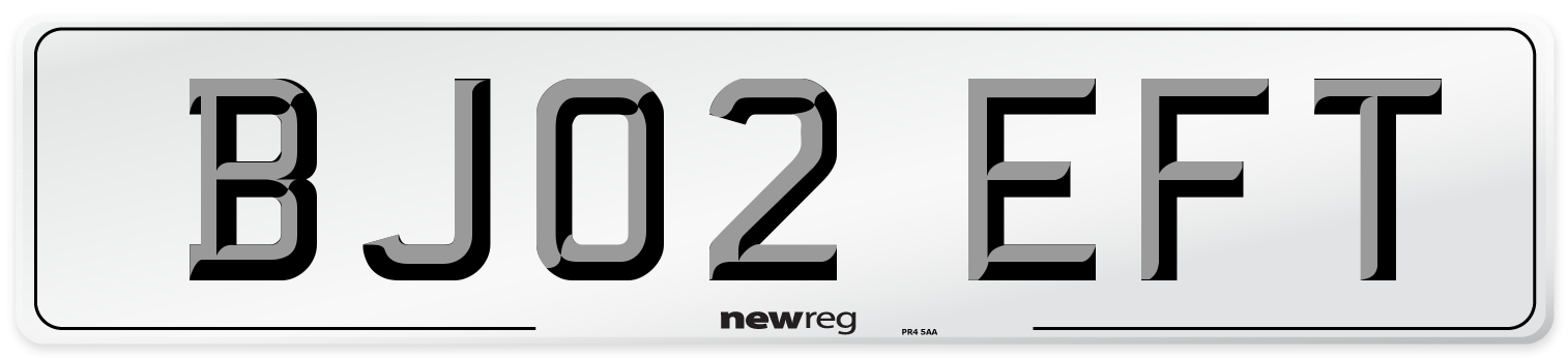 BJ02 EFT Number Plate from New Reg